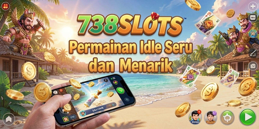 Tampilan utama gameplay 738SLOTS yang menarik dan penuh warna.