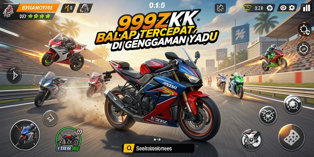 Tampilan gameplay balap motor yang mendebarkan di 999ZK.