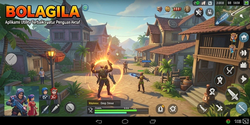 Screenshot gameplay BOLAGILA dengan tampilan antarmuka yang intuitif.