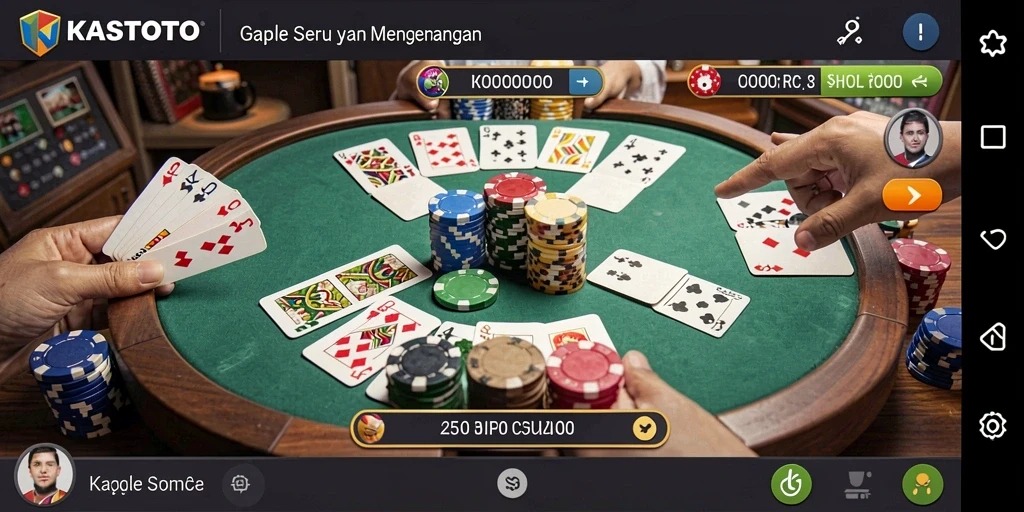Screenshot KASTOTO menampilkan gameplay menegangkan Gaple.