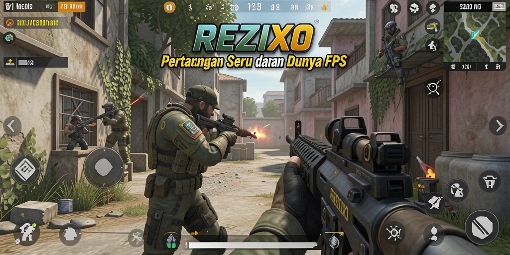 Tampilan gameplay seru dan action-packed di REZIXO.
