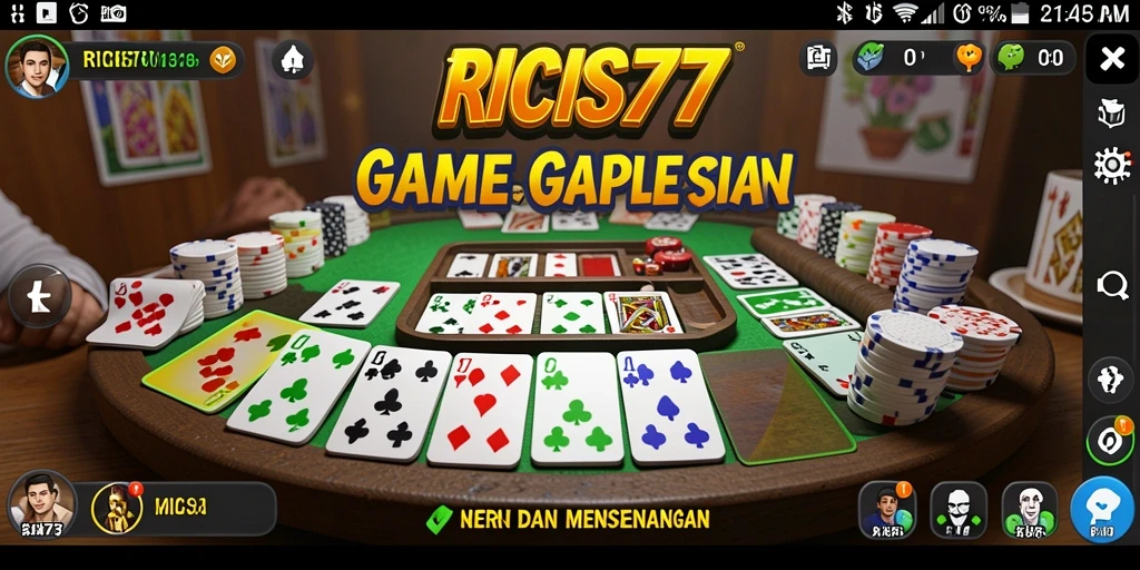 Screenshot RICIS77 menampilkan gameplay Gaple yang menarik dan interaktif.